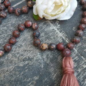 Transformation Mala, Buddhist Mala Prayer Beads, Japa Mala 108, Meditation Beads, Leopardskin Jasper for TRANSFORMATION NEW OPPORTUNITIES image 1