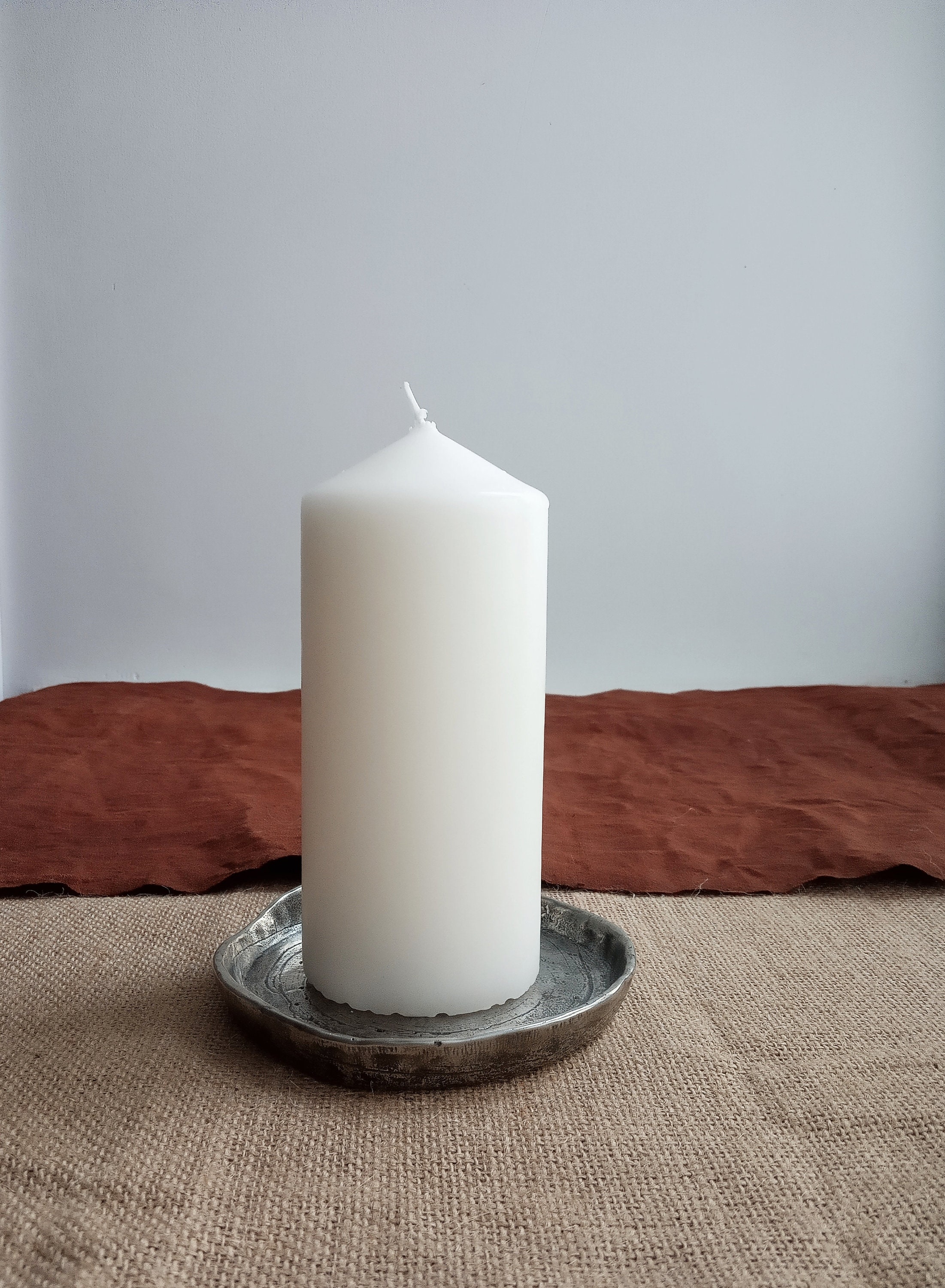 Pewter Candle Plate candle Holder Handmade by Sandcasting Etsy UK