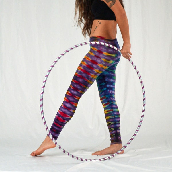 Rainbow LEGGINGS | Purple Tie Dye | USA Made Cotton Spandex Legging Lounge Yoga Pants Festival Prankster Boho GRATEFUL Dead Ooak