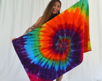 RĘCZNIK PLAŻOWY Tie Dye | Luksusowy welur Klasyczny tęczowy | Ręcznik bawełniany 100% Plaża Odzież plażowa Basen Kąpiel Ocean Life Grateful Dead