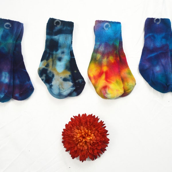 Tie Dye Socks for Kids | Multi Colored COTTON Kids Socks Rainbow Sock Psychedelic Sox GRATEFUL Dead Merry Pranksters | Made in the USA