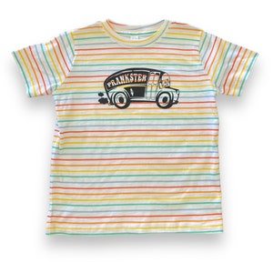 Grateful Dead Inspired Toddler Kids Tee | Merry Prankster Further Bus with Dancing Bear With Rainbow Stripes - Hippie Gift