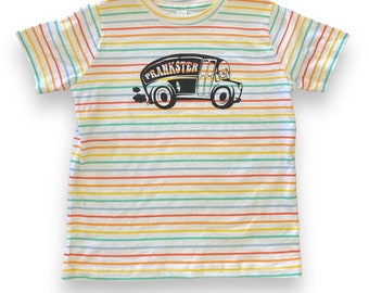 Grateful Dead Inspired Toddler Kids Tee | Merry Prankster Further Bus with Dancing Bear With Rainbow Stripes - Hippie Gift