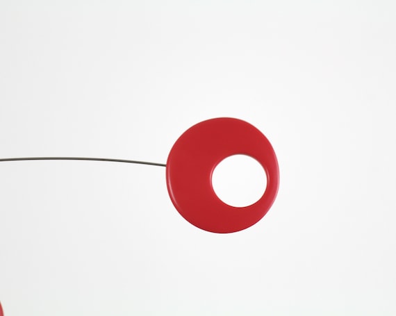 Mid-century Modern Mobile, Hanging Metal Mobile Sculpture In Multi-colors - Red, Orange, Yellow, Blues - Retro Modern Colors Decor 24"x 26