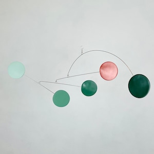 Sage Green, Emerald Green and Bronze Mobile, Kinetic Mobile, Art Mobile, Modern Mobile, Mid Century Modern, Sculpture, Art Decor