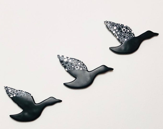 Flying Ducks, Wall Art, Mid Century Modern, Wall Hanging, Duck Decor, Kitsch Wall Art, Three