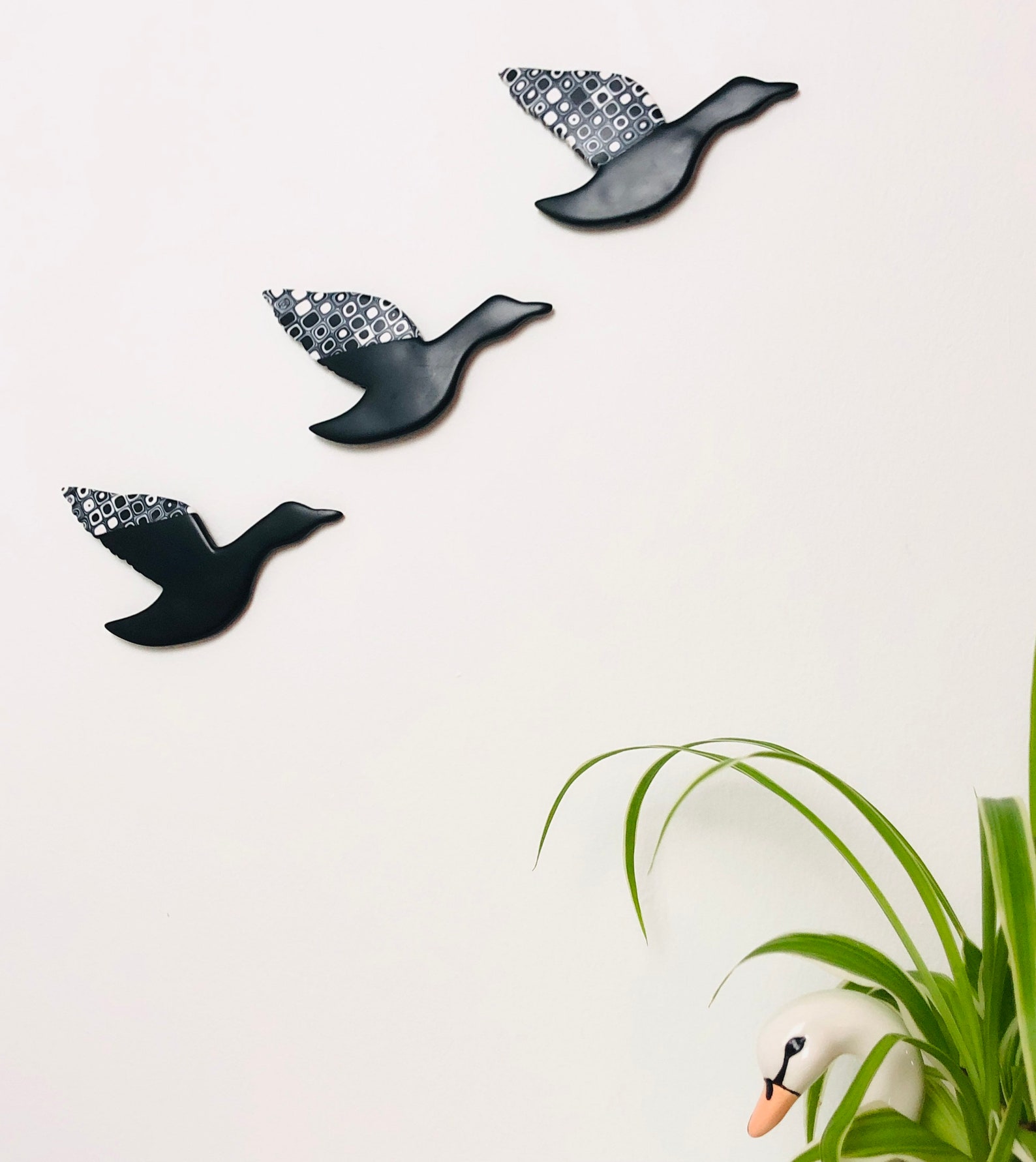 Flying Ducks Wall Art Mid Century Modern Wall Hanging Duck Etsy UK