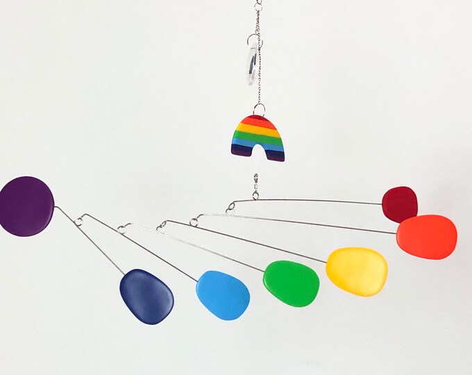 Rainbow Hanging Kinetic Mobile with Crystal