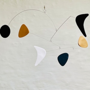 Gold Black and White Abstract Art Hanging Mobile, Sculpture, Mid Century Modern, Art Decor, Home Decor, A perfect Gift for Any Occasion
