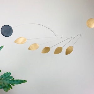 Brass and Black Hanging Mobile, Kinetic Mobile, Art Mobile, Modern Mobile, Mid Century Modern, Hanging Sculpture, Art Decor