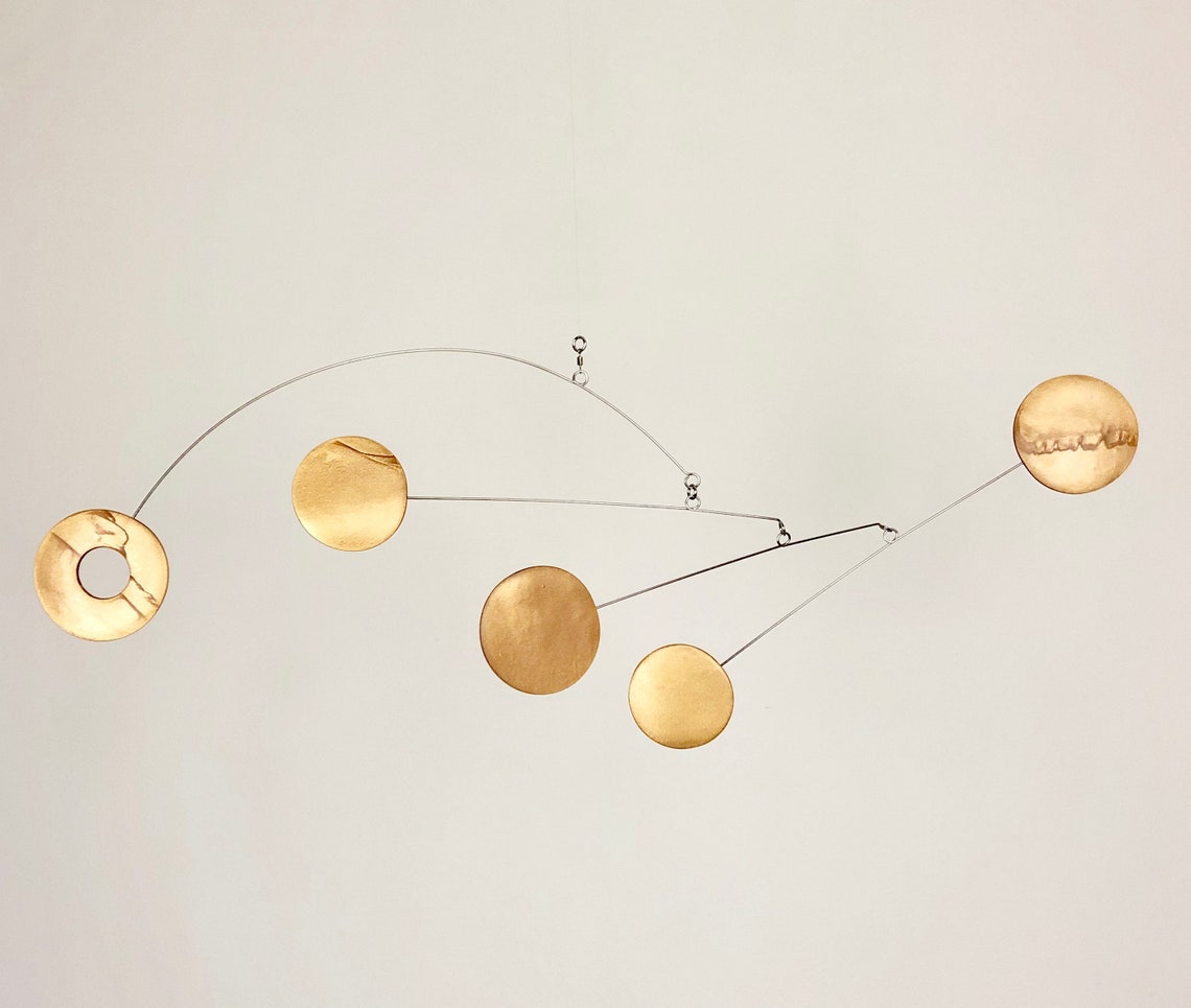 Gold Hanging Mobile Kinetic Mobile Art Mobile Modern Etsy