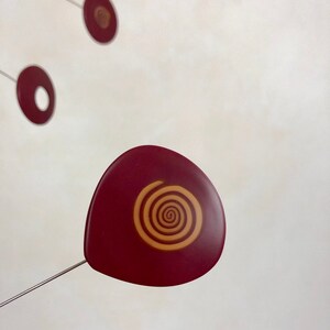 Modern Mobile, Mid Century, Retro Mobile, Burgundy and Gold, Sculpture, Modern Art, Hanging Mobile, Modern Home, Kinetic Mobile, Mobile, image 2