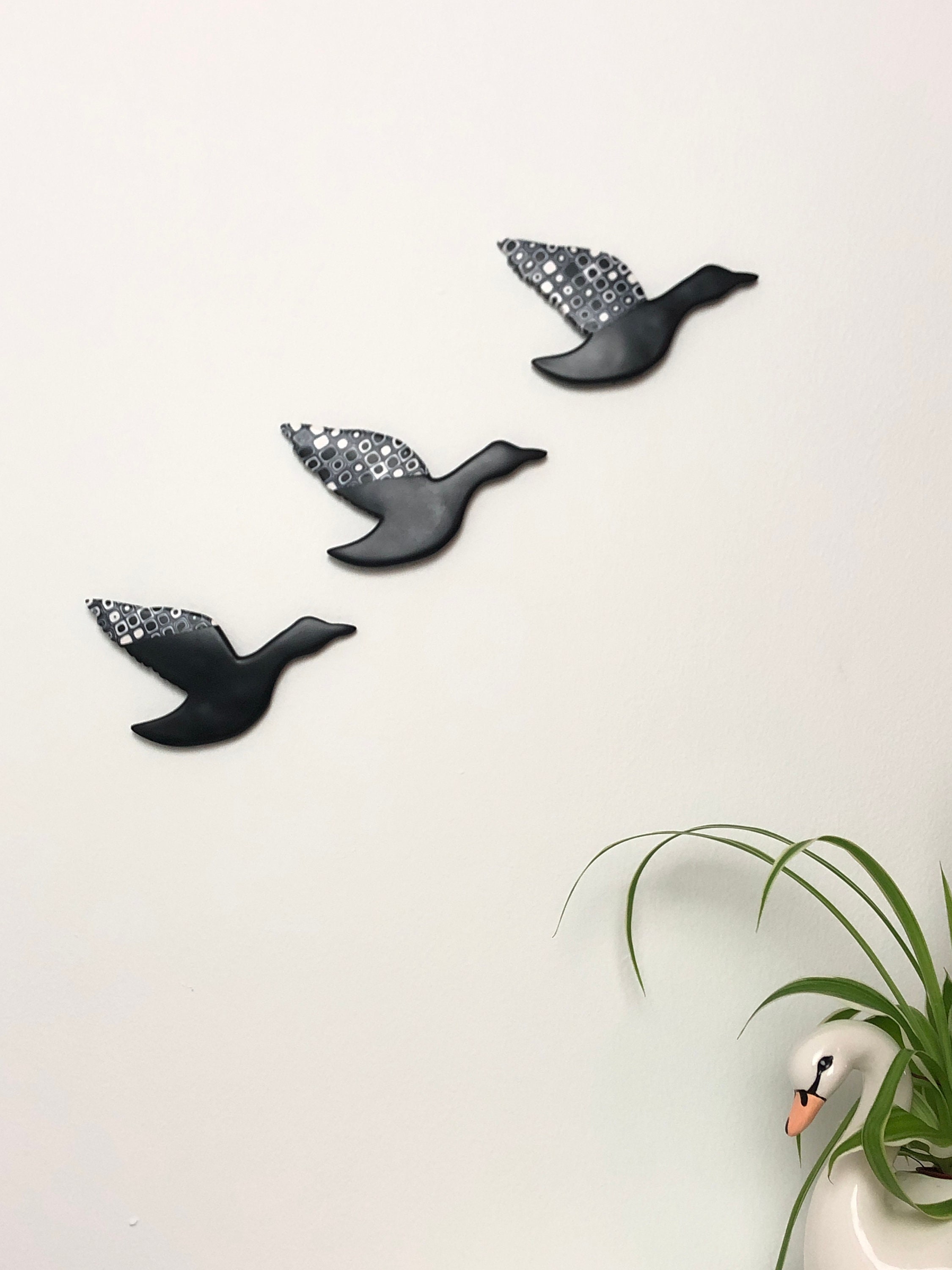 Flying Ducks Wall Art Mid Century Modern Wall Hanging Duck Etsy