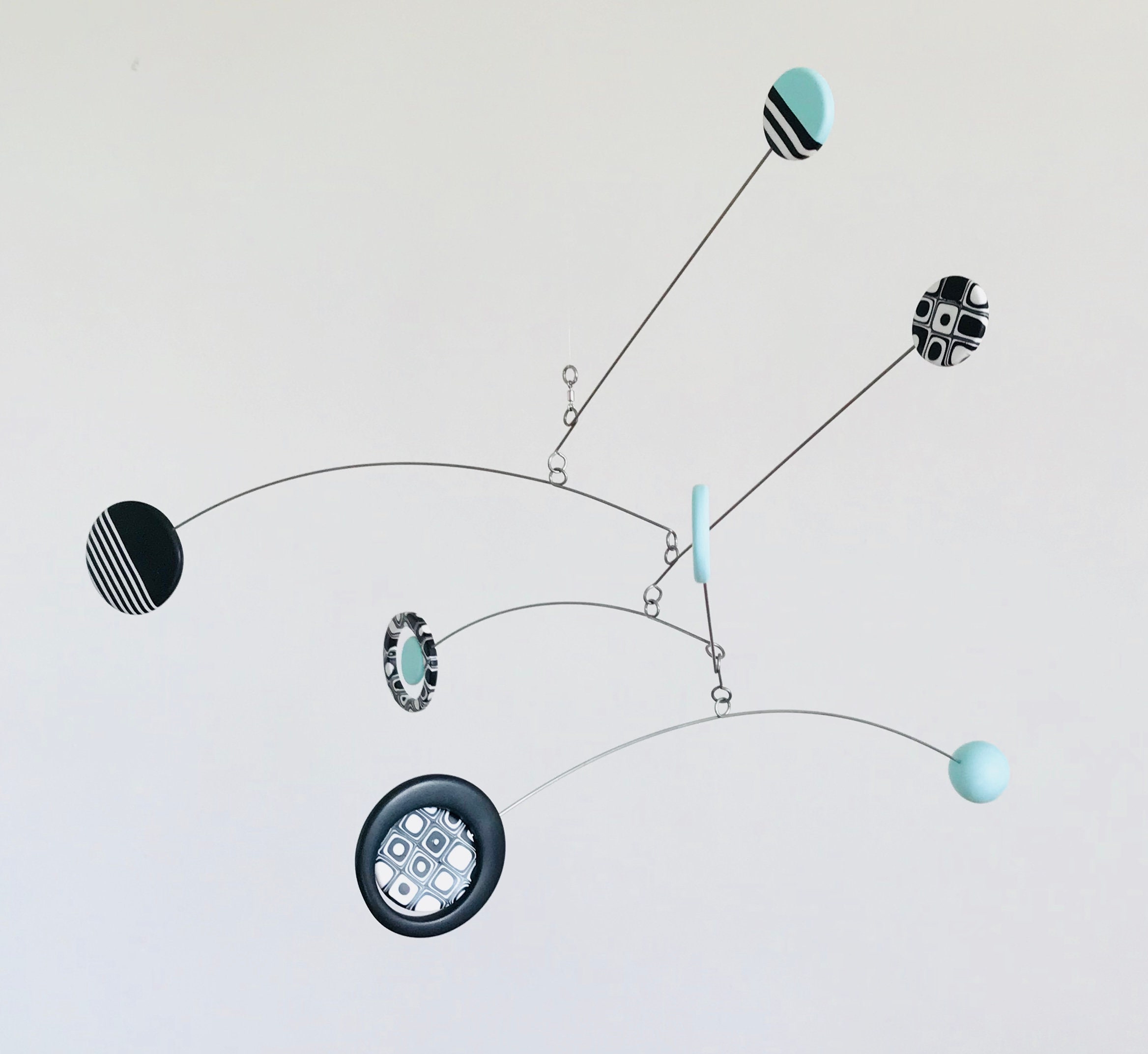 Monochrome Baby Mobile, Nursery Gift, Modern Hanging Crib Mid Century, Cot Mint, Monochrome Mobile