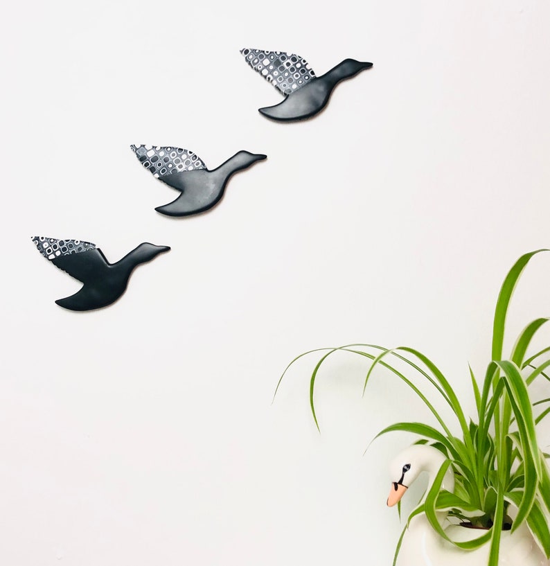 Flying Ducks Wall Art Mid Century Modern Wall Hanging Duck Etsy UK