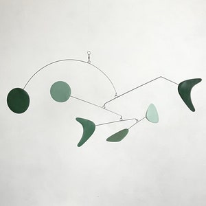 Abstract Art Hanging Mobile, Sage Green, Emerald Green, Kinetic Mobile, Art Mobile, Modern Mobile, Mid Century Modern, Hanging Sculpture,