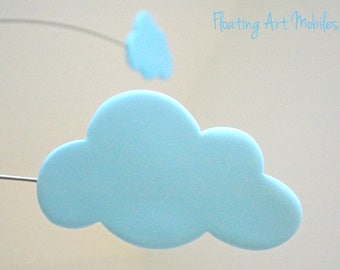 Cloud Mobile, Nursery Decor, Cot Mobile, Cloud Decor, Modern Cloud Mobile, Whimsy Pastel Blue Mobile, Kinetic Baby Mobile,