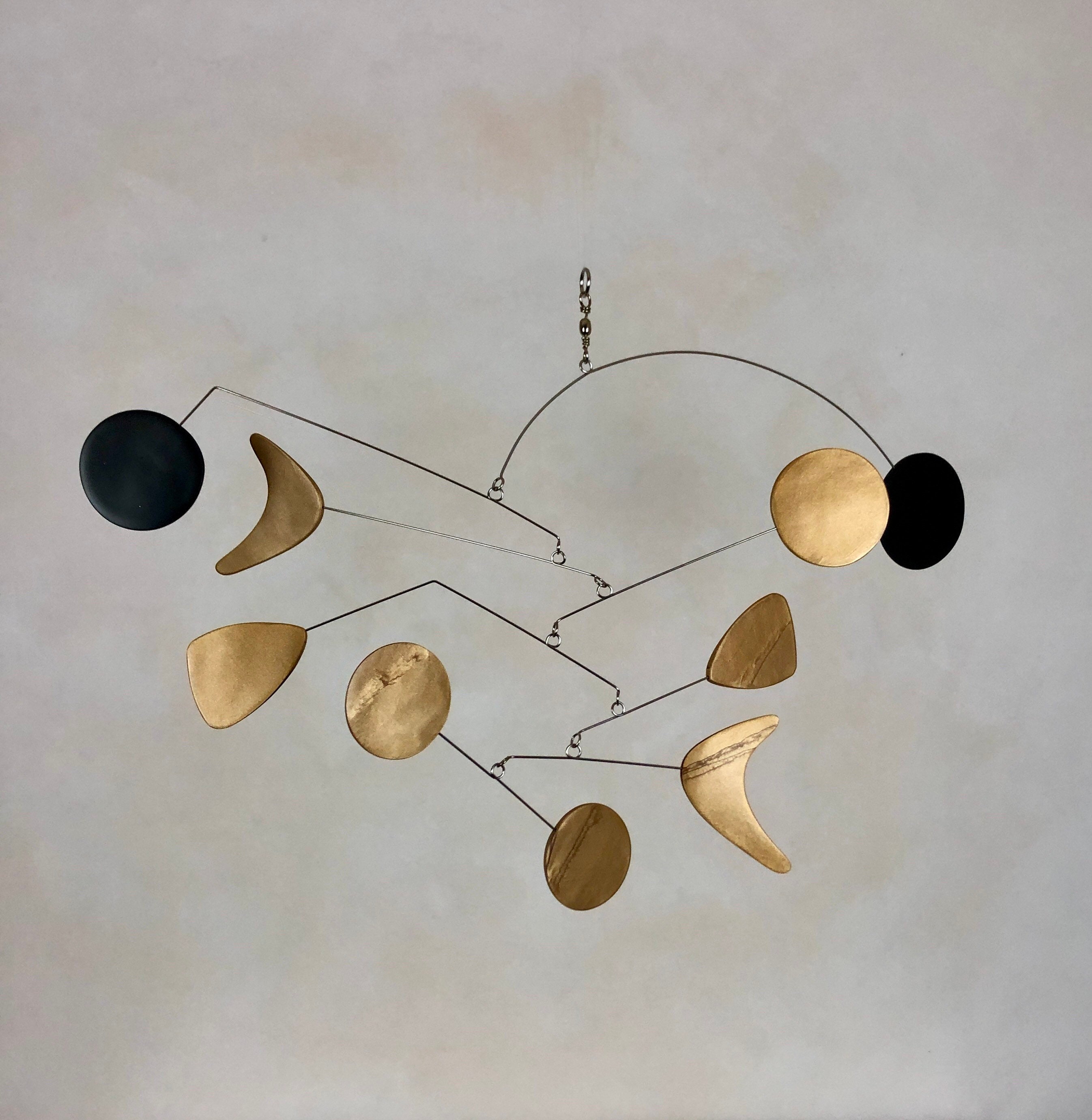Brass and Black Hanging Mobile, Mobile, Art Mobile, Modern