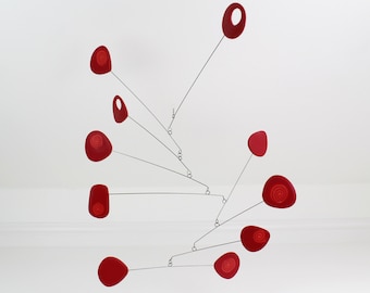 Modern Mobile, Mid Century, Retro  Mobile,  Red Mobile, Sculpture, Modern Art, Hanging Mobile, Modern Home, Kinetic Mobile, Mobile, Trending