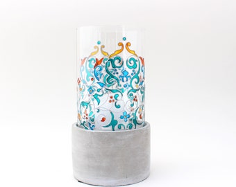 Romantic accessory gift for wedding Handpainted glass candle holder Candle holder oriental Gift for any occasion