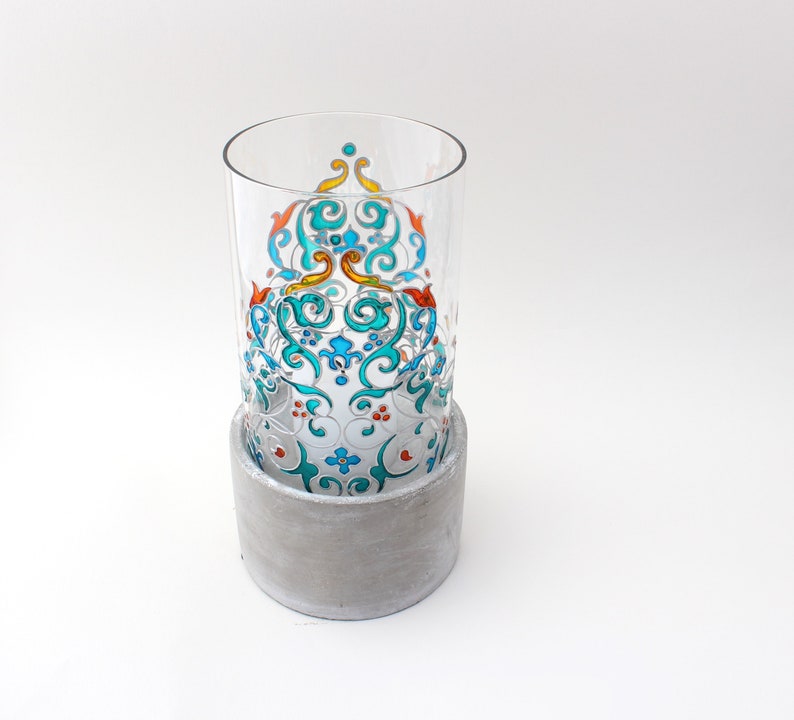 Romantic accessory gift for wedding Handpainted glass candle holder Candle holder oriental Gift for any occasion