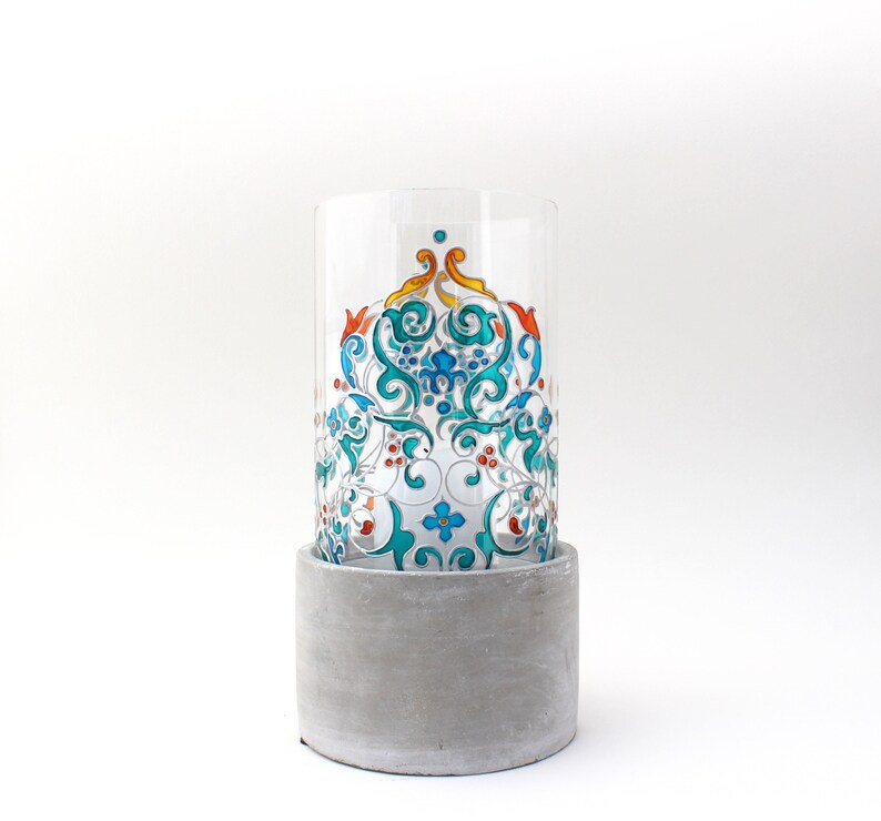 Romantic accessory gift for wedding Handpainted glass candle holder Candle holder oriental Gift for any occasion