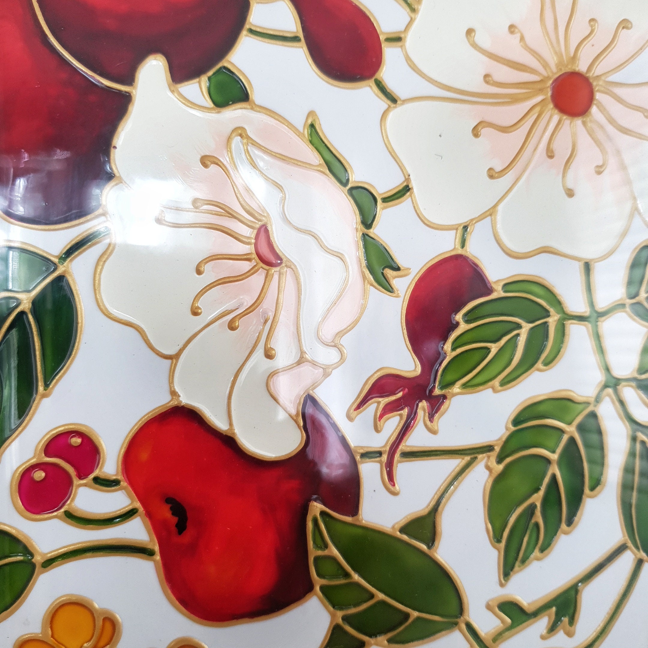 Floral Ceramic Tile Wall Art Hand Painted 26x26 Cm Etsy