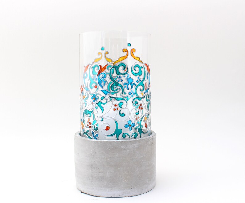 Romantic accessory gift for wedding Handpainted glass candle holder Candle holder oriental Gift for any occasion