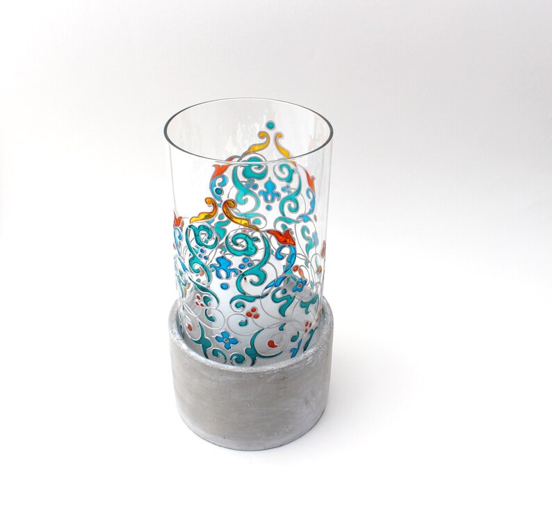 Romantic accessory gift for wedding Handpainted glass candle holder Candle holder oriental Gift for any occasion