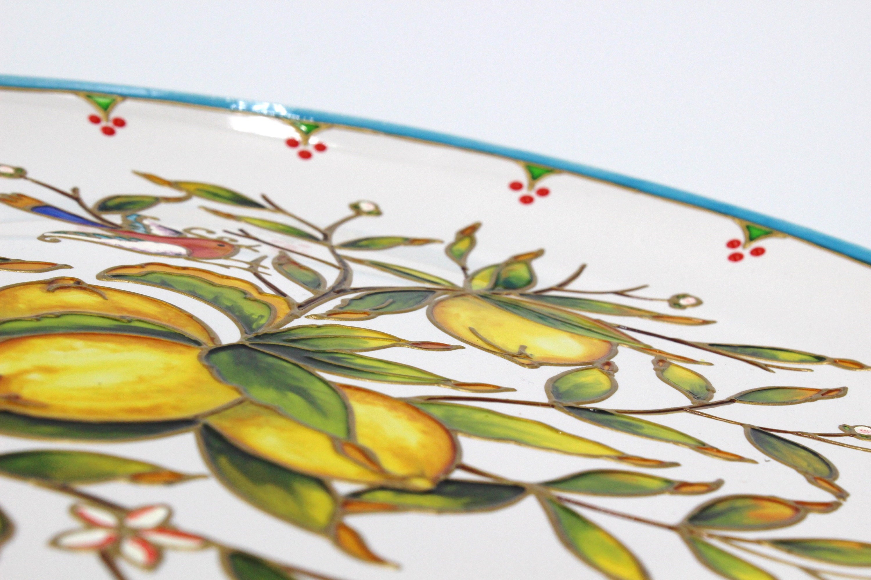 Majolica plate Kitchen wall decor Large decorative plate Hand Etsy