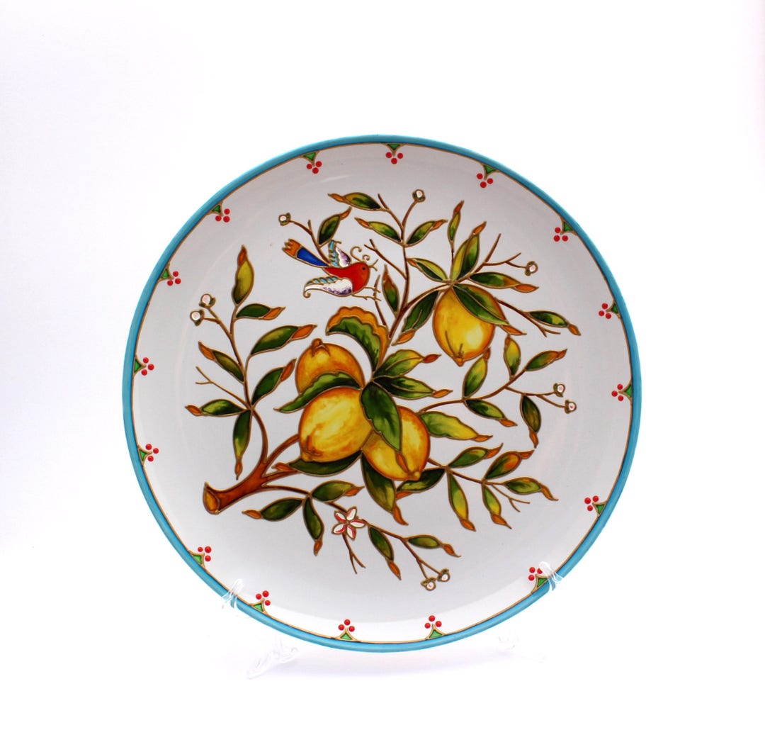 Majolica Plate Kitchen Wall Decor Large Decorative Plate Hand Etsy