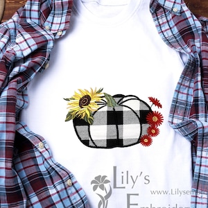 Pumpkin Applique Machine Embroidery Design - Pumpkin Sunflower 4 Sizes