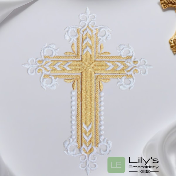 Elegant Cross  Machine Embroidery Designs 3 Sizes