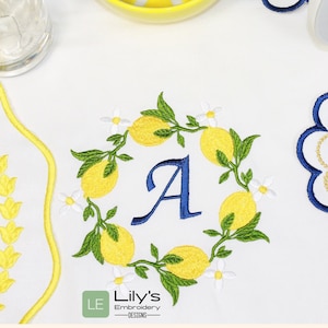 Lemons Wreath Machine Embroidery Design | Machine Embroidery Designs 5 Sizes -4X4 5X7 hoop and More