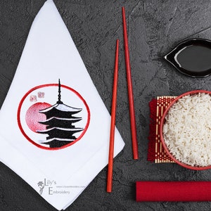 Machine Embroidery Design -  Pagoda Sunshine Embroidery Design  in 4 Sizes