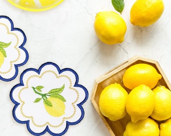 Lemons Coaster Machine Embroidery Designs 4 Sizes | ITH Machine Embroidery Design - 3 Sizes