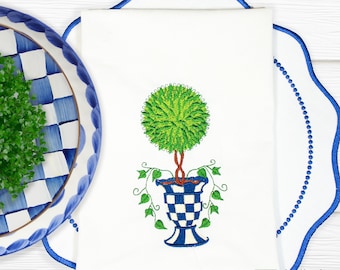 Diseño de bordado de máquina de topiario a cuadros / Royal Blue check Topiary Machine Embroidery Design