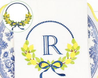 Lemon Wreath Machine Embroidery Designs - Lemon Machine Embroidery Design 5 Sizes