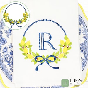 Lemon Wreath Machine Embroidery Designs - Lemon Machine Embroidery Design 5 Sizes