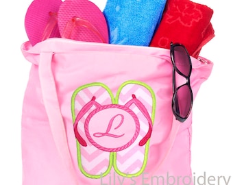 Flip Flops Monogram Appliqué  Machine  Embroidery Design in 3 sizes