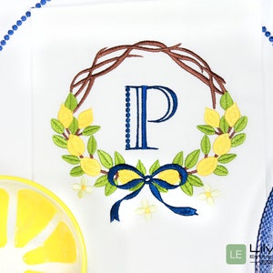 Lemon Wreath Machine Embroidery Design file 5 Sizes - Lemon Machine Embroidery Design