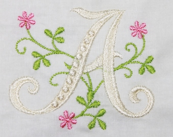 Elegant Floral  alphabet monogram  Font machine embroidery designs monogram 3,4,5 Inches embroidery file