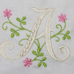 Floral monogram alphabet font machine embroidery design embroidery file