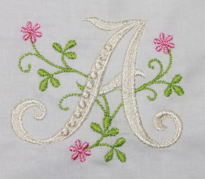 Floral monogram alphabet font machine embroidery design embroidery file