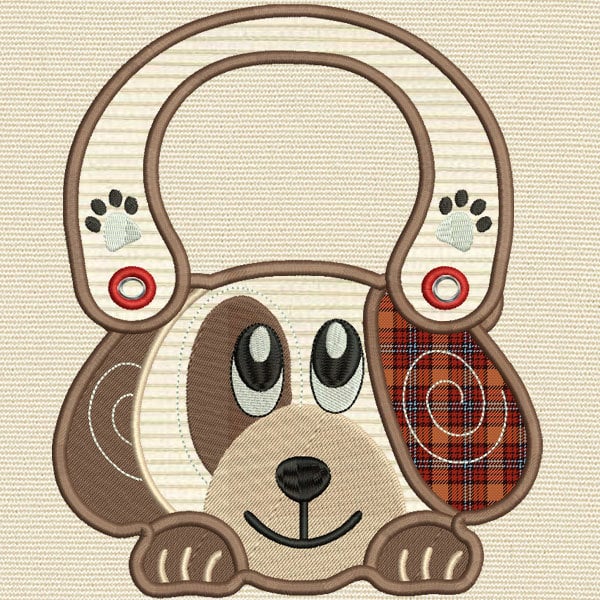 Puppy - Completely made in the hoop Baby Bib (5X 7 Hoop) Machine embroidery design