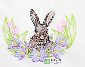 Easter Rabbit  Machine Embroidery Design | Spring Frame Machine Embroidery Designs- 4 Sizes