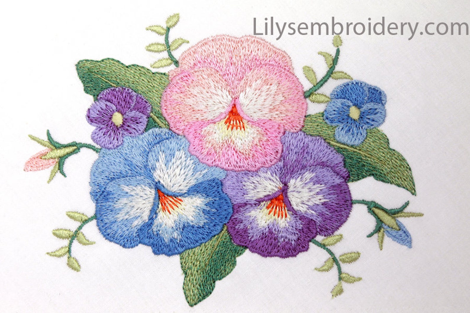 Machine Embroidery Design Realistic Pansies Machine Etsy España