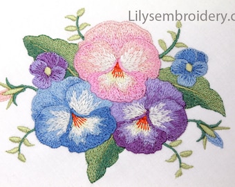 Flower violet digital embroidery pattern Viola tricolor Garden pansy design Pansy machine embroidery design