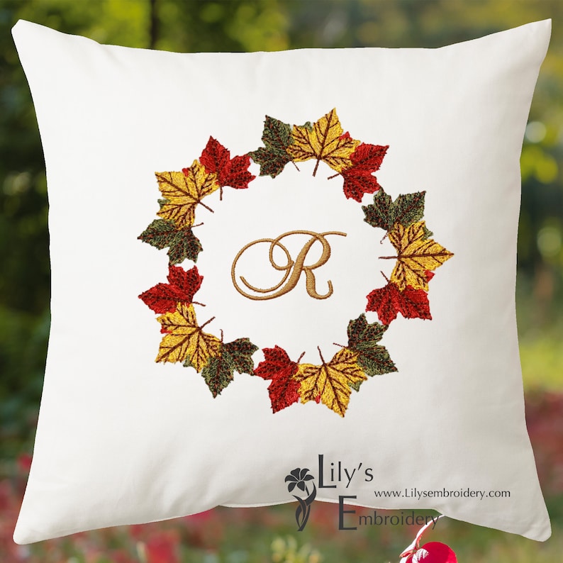 Leaves Wreath Machine Embroidery Designs Autumn 6 Sizes Etsy