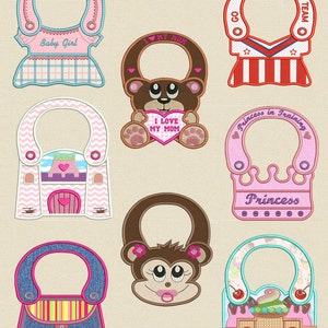 Completely made in the hoop Baby Bibs (5X 7 Hoop) Machine embroidery designs